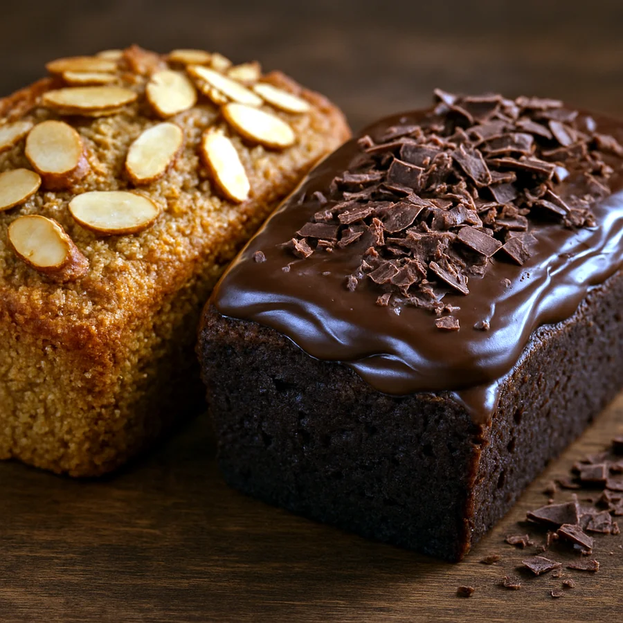 Low Carb — pão de amêndoas e bolo fudge com ganache